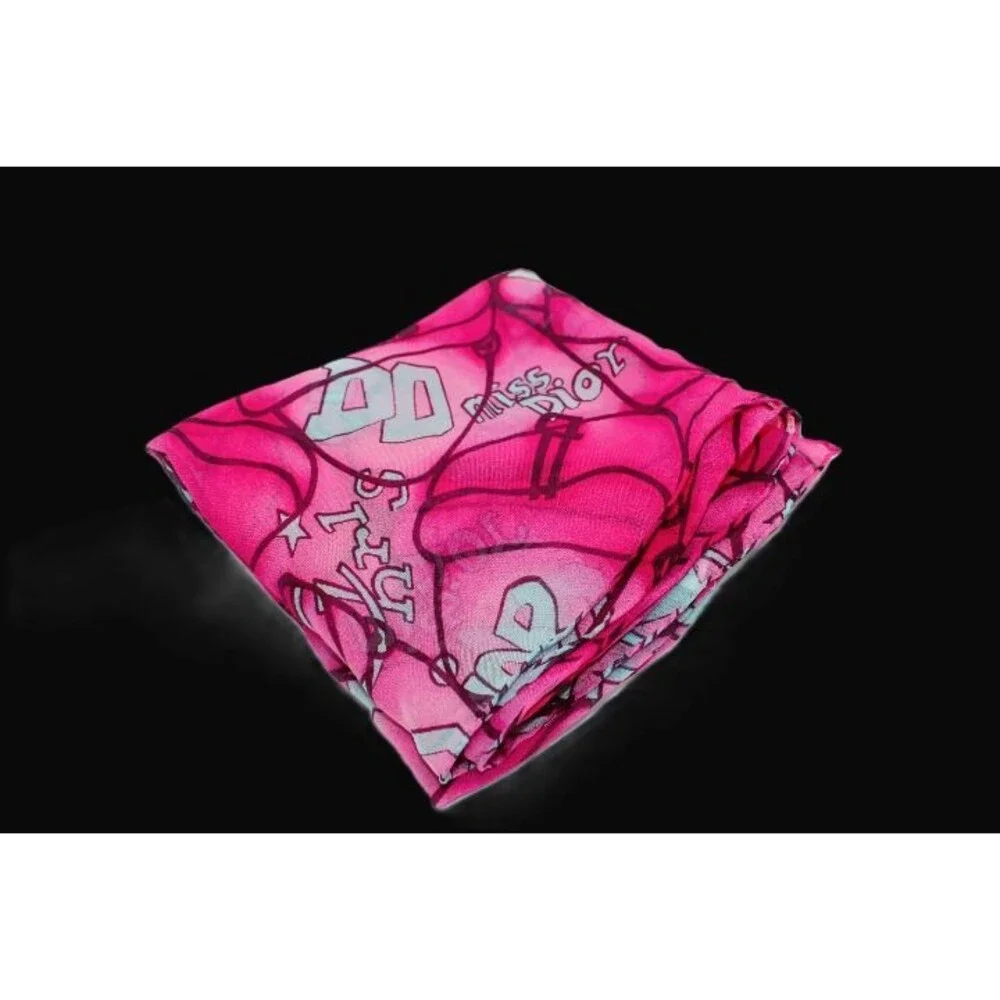 XRARE VTG Pink&Turqse Miss Dior Scarf by John Galliano Design-Classic Brandings!